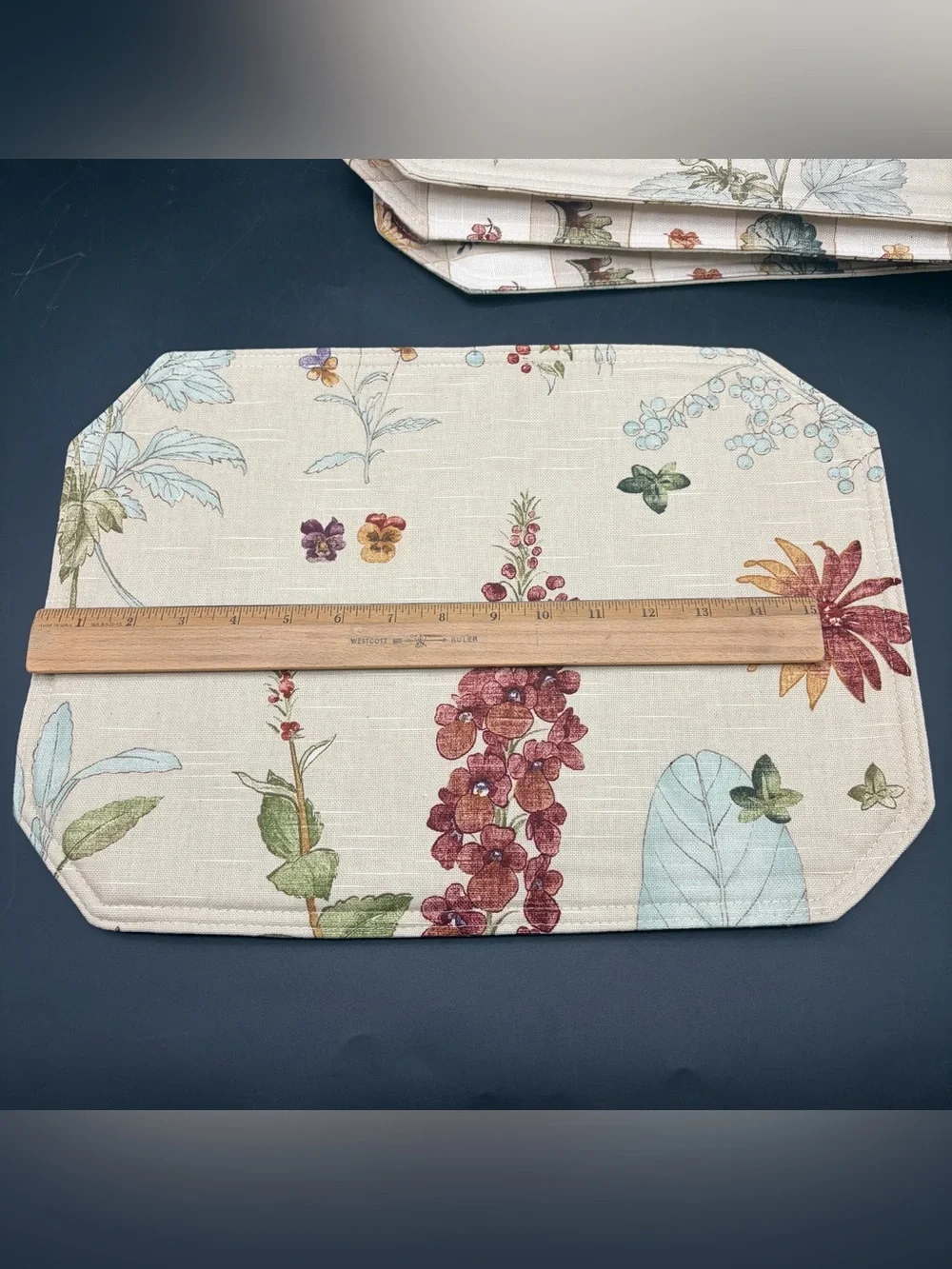 Vintage Waverly Placemats Set Of 6 Floral Botanical Plants Double Sided